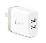 J5create JUP23 2-PORT USB SUPER CHARGER AC 100-240V WALL OUTPUT 5V / 2.4A (max)